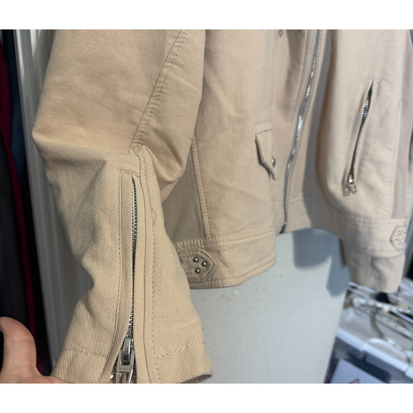 Blank NYC Tan Moto Jacket Mesh Inset Panels Womens sz 2X biker grunge beige - Picture 4 of 8